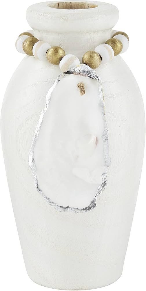Mud Pie Paulownia Vase and Oyster Tassel, White | Amazon (US)