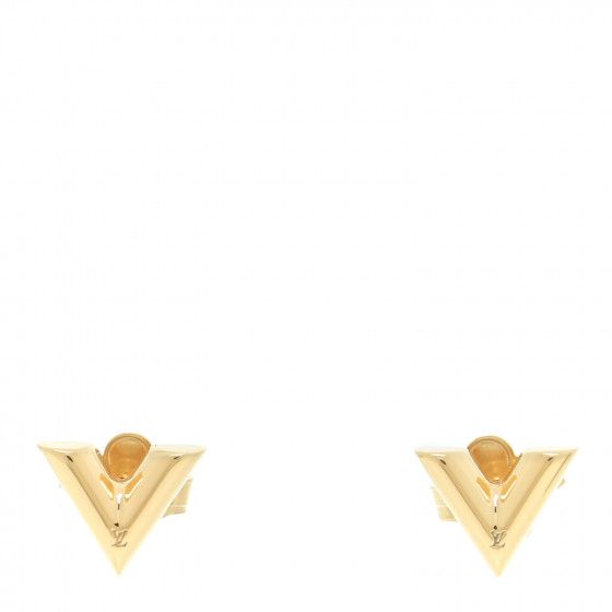 LOUIS VUITTON Brass Essential V Stud Earrings Gold | Fashionphile