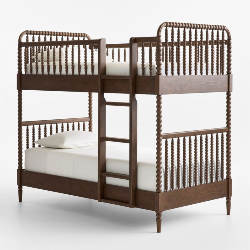 Jenny Lind Deep Brown Wood Spindle Kids Twin Bunk Bed | Crate & Kids | Crate & Barrel