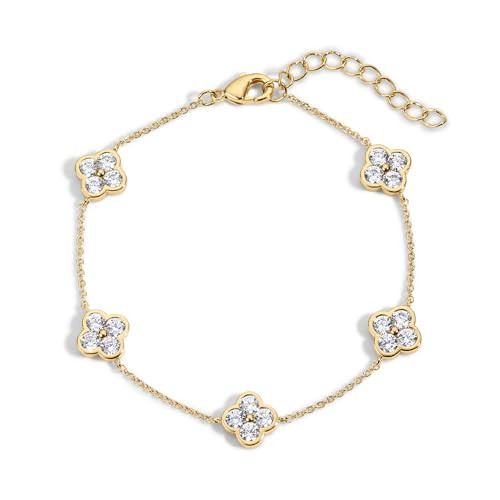 Amazon.com: Electric Picks Camilla Clover Bracelet for Women, 14k Gold Plated 4-Leaf Clover Charm... | Amazon (US)