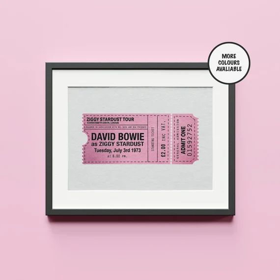 David Bowie As Ziggy Stardust Concert Vintage Retro Ticket Illustration Art Print | Music Band Po... | Etsy (US)