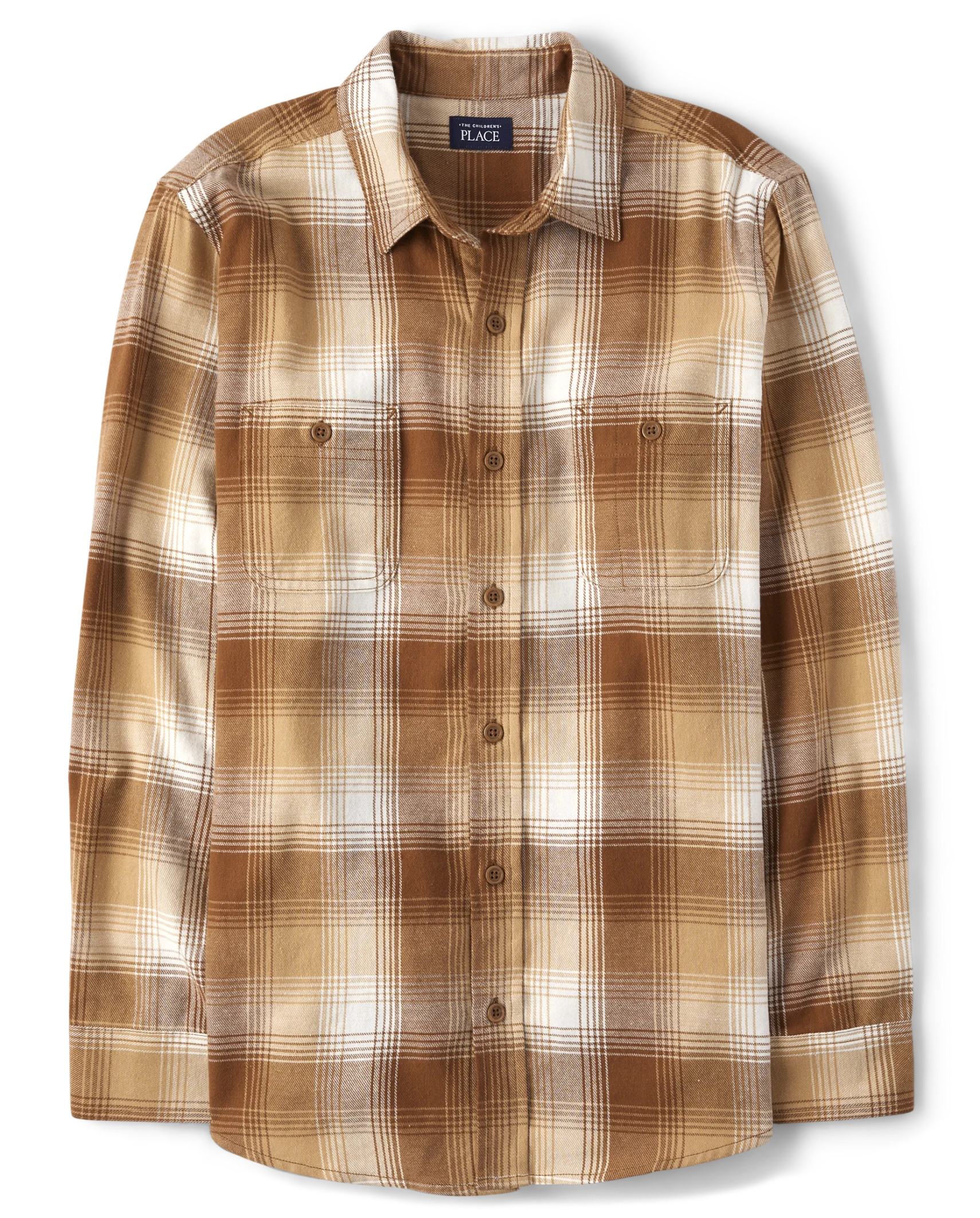 Mens Dad And Me Plaid Flannel Button Up Shirt - bunnys tail | The Children's Place