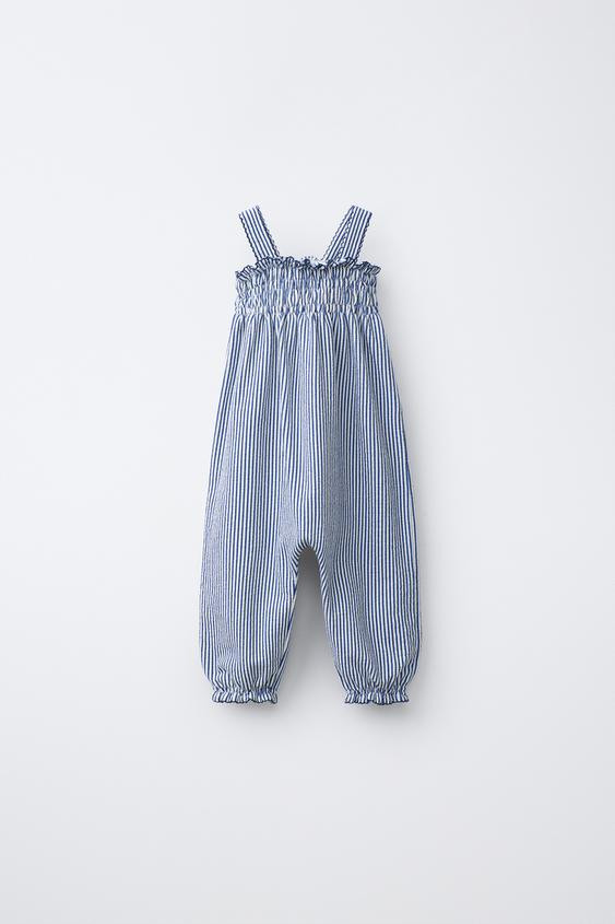 LONG SMOCKED STRIPED OVERALLS | Zara US