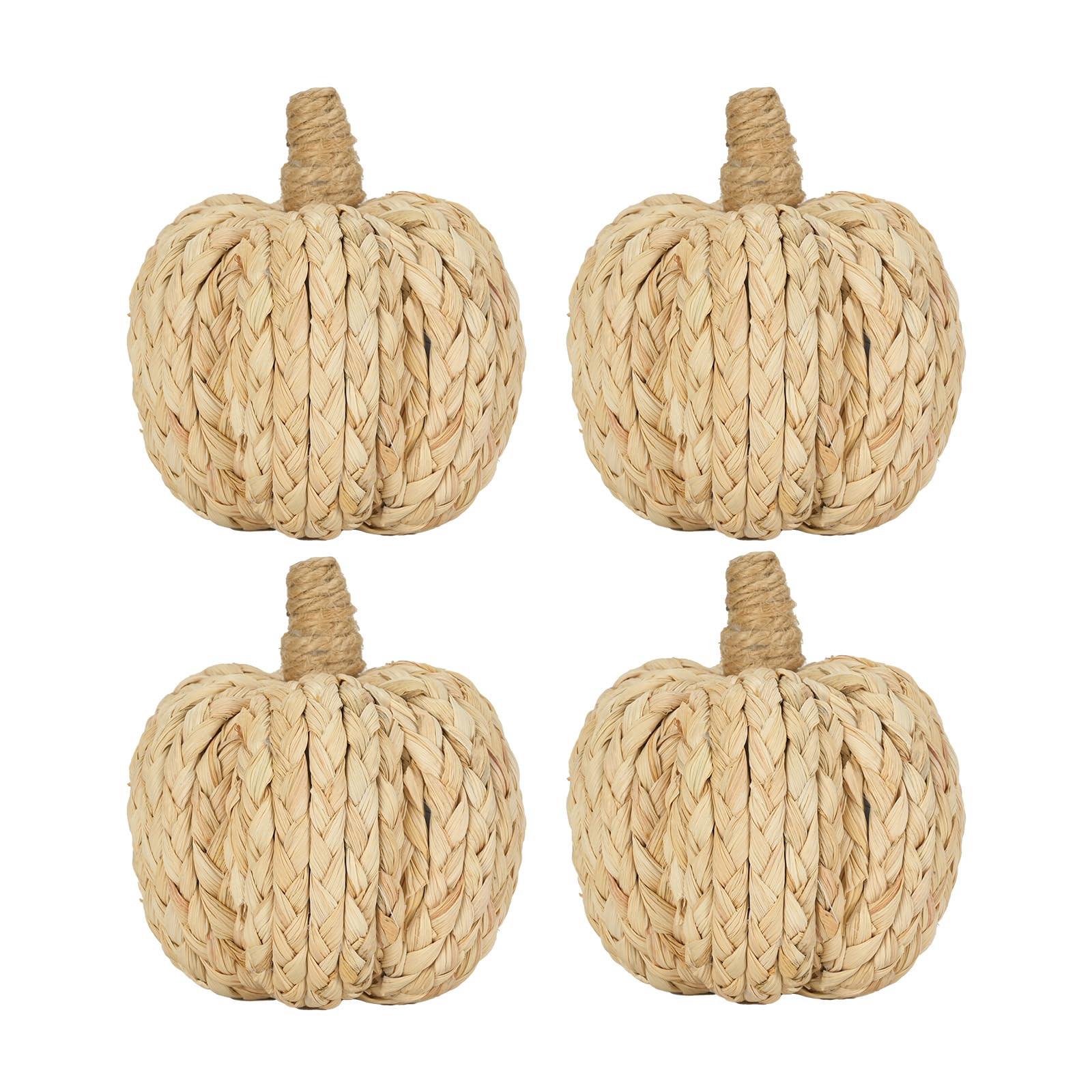 naturevibe 4.3 Inches Braided Cornhusk Pumpkin Decor Set of 4 as Centerpieces for Tables,Natural ... | Amazon (US)