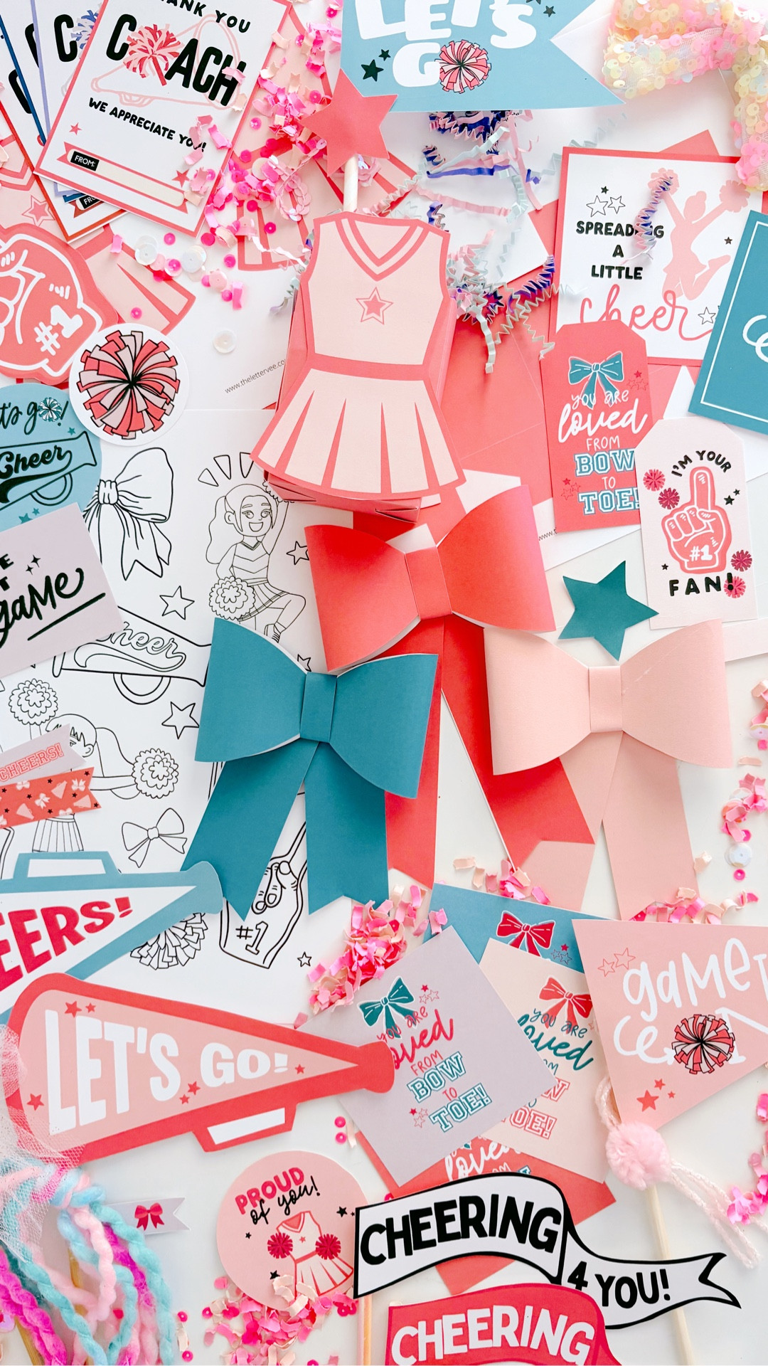 All new cheerleading printable collection by The Letter Vee! Show some spirit for your favorite cheerleader, have a themed party, or say thank you to coaches - activity pages, flag and tags, paper bows and more! 

#LTKActive #LTKKids #LTKmomlife