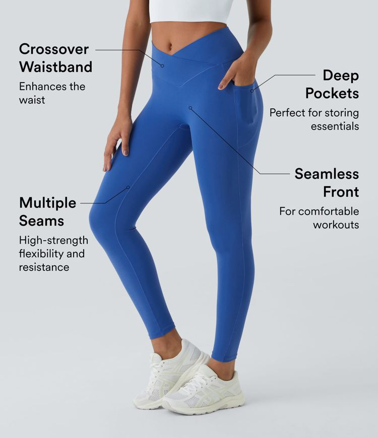 Women’s SoftlyZero™ Crossover Pocket Plain Leggings-UPF50+ - Halara | HALARA