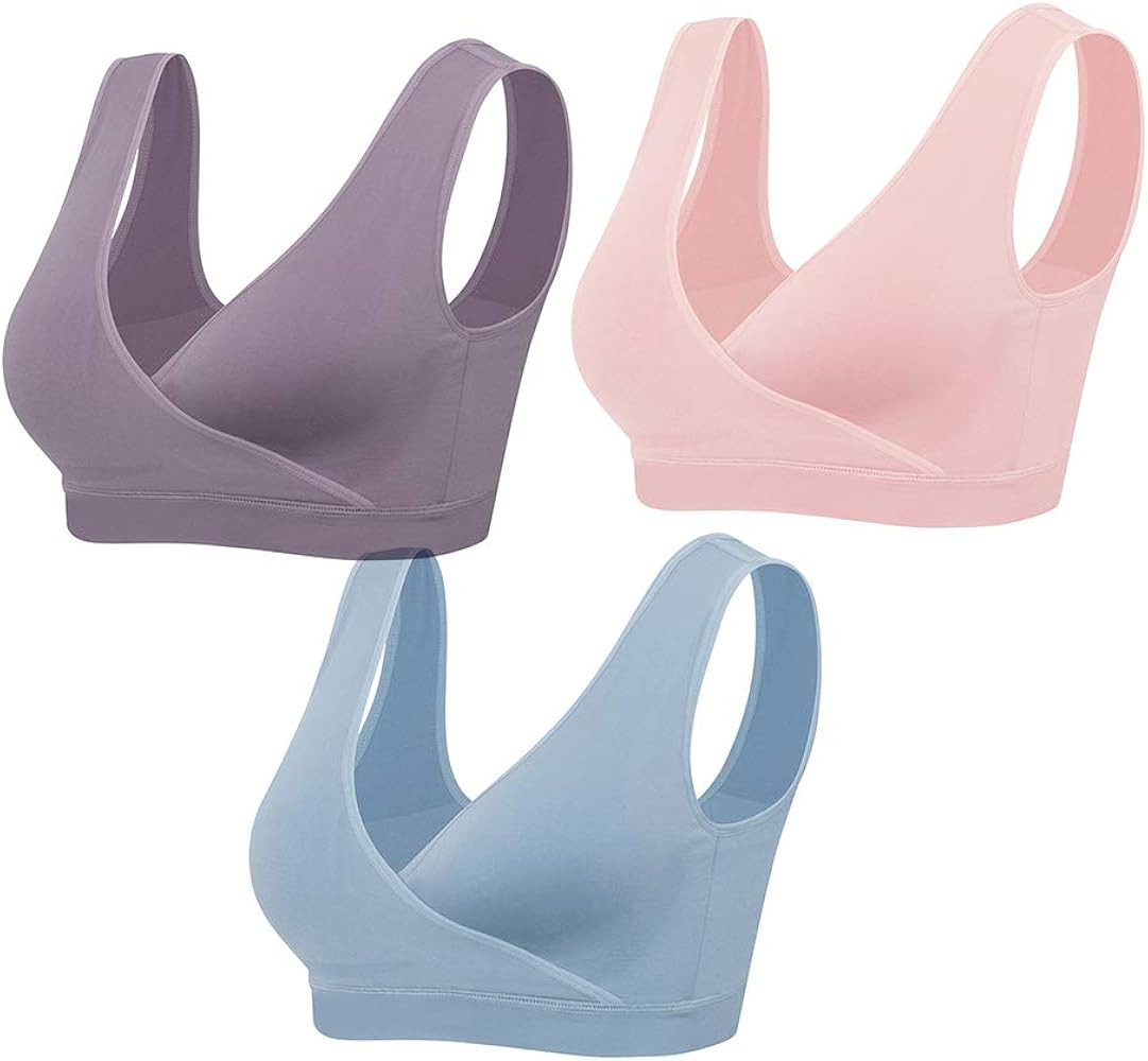 Lemef Nursing Sleep Bras Wirefree Maternity Breastfeeding Bras 3 Pack | Amazon (UK)