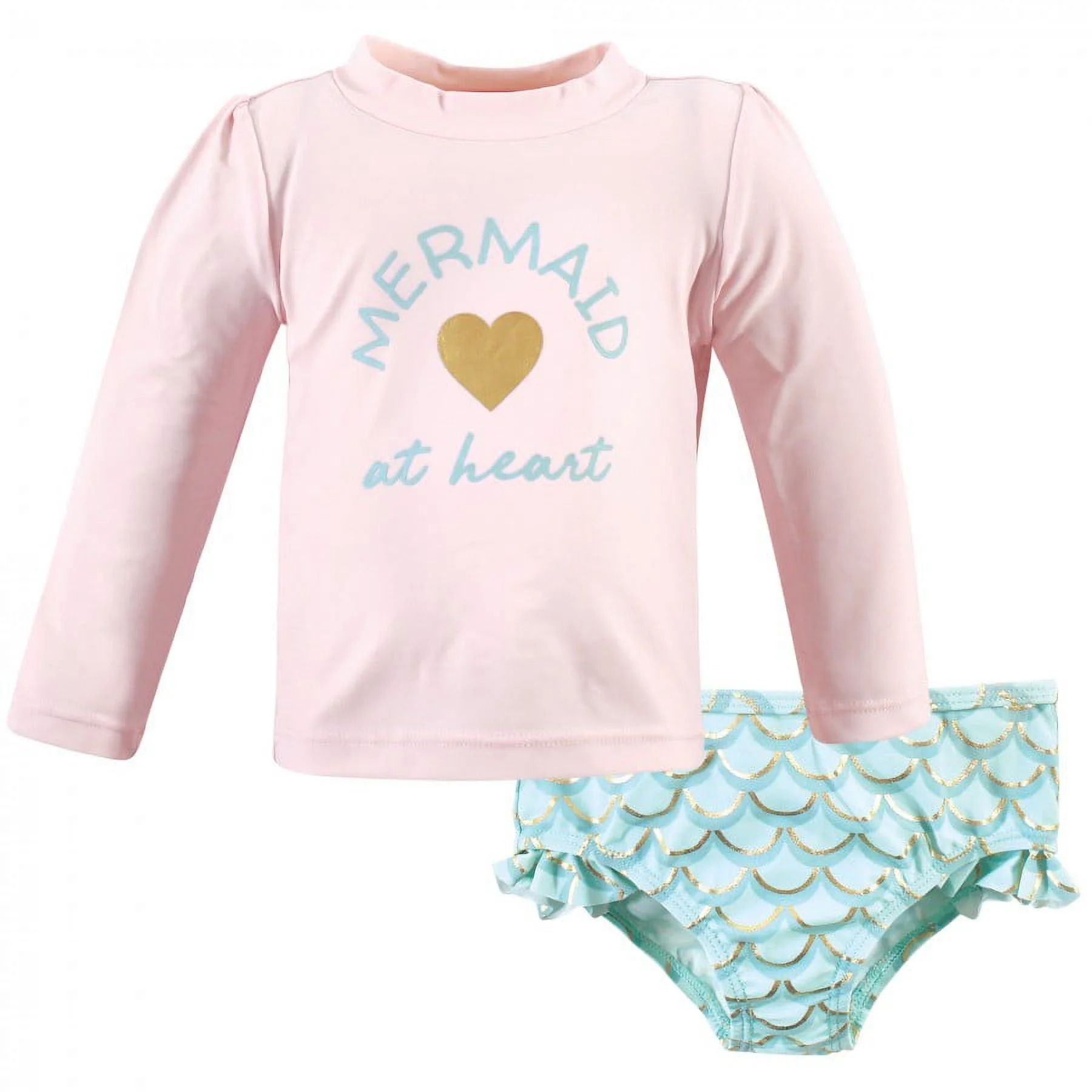 Hudson Baby Infant Girl Swim Rashguard Set, Mermaid At Heart, 3-6 Months | Walmart (US)