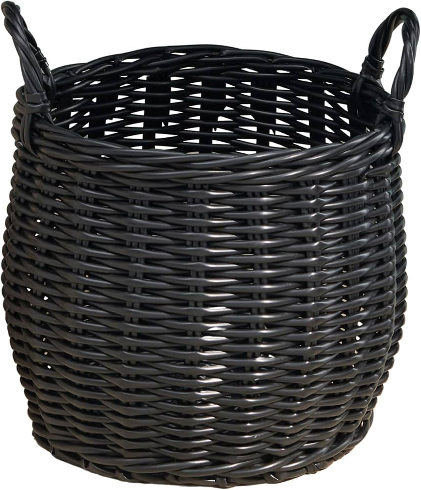 Isidore Round Resin Woven Basket with Handles | Multi-Purpose Organizer for Halloween & Thanksgiv... | Amazon (US)