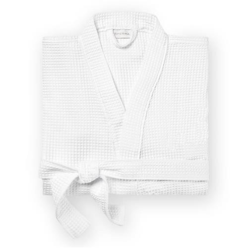Sferra Modern Edison White Cotton Robe | Kathy Kuo Home