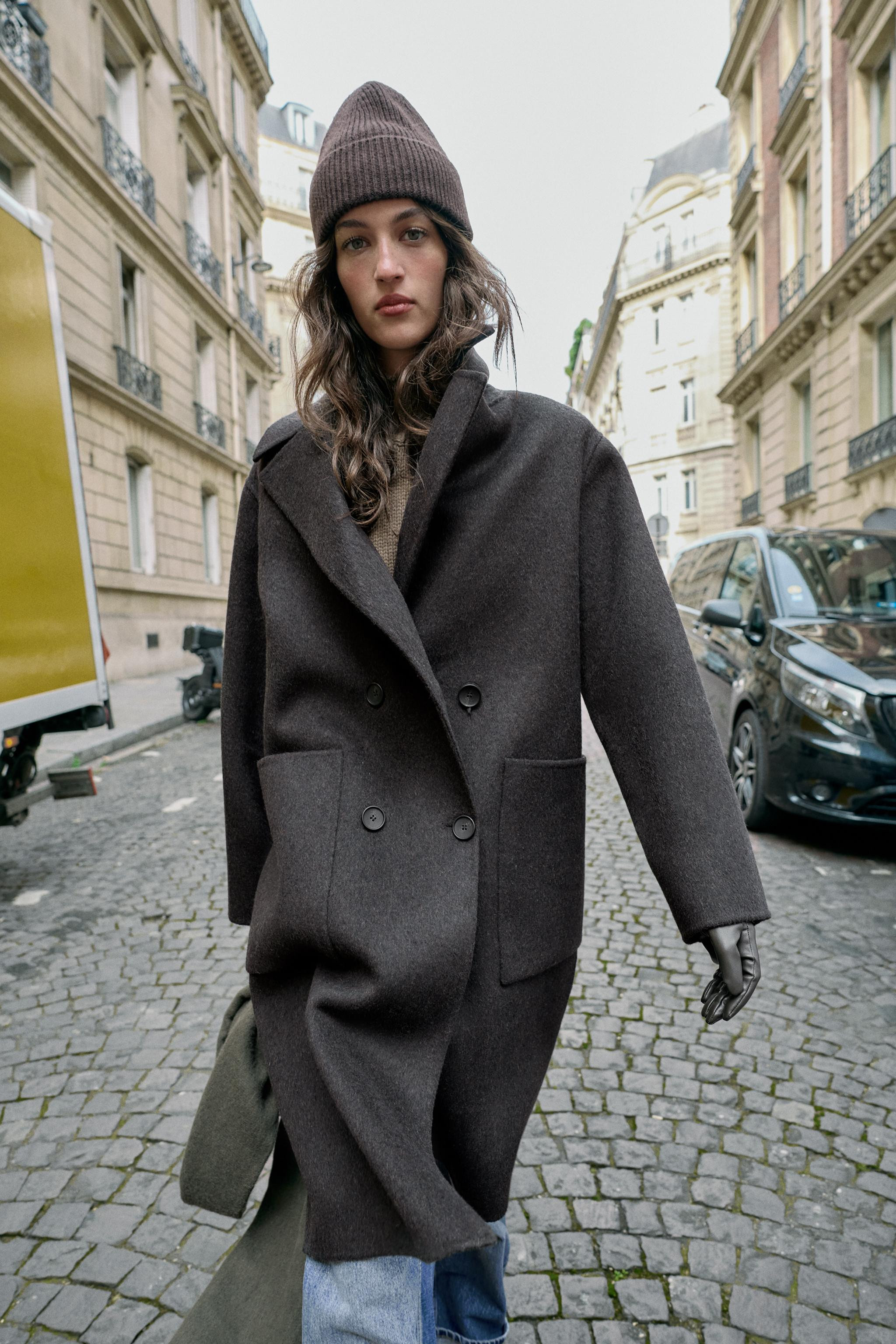 LONG DOUBLE-BREASTED WOOL COAT | Zara US