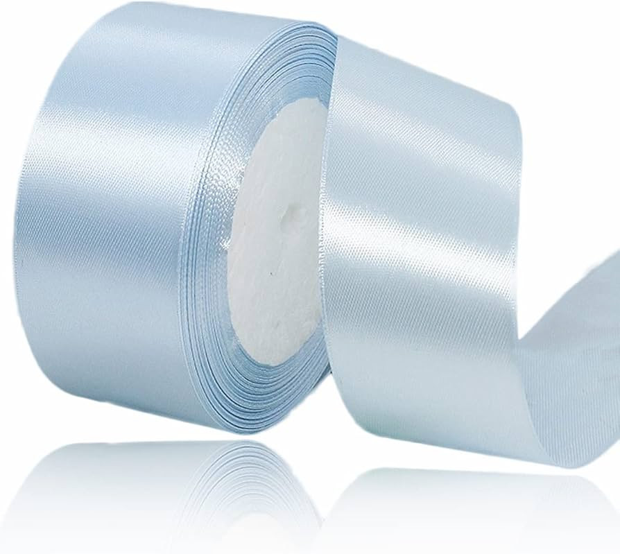 Light Blue Ribbon 1-1/2 Inch x 25 Yards, Solid Color Fabric Satin Ribbon for Gift Wrapping, DIY C... | Amazon (US)