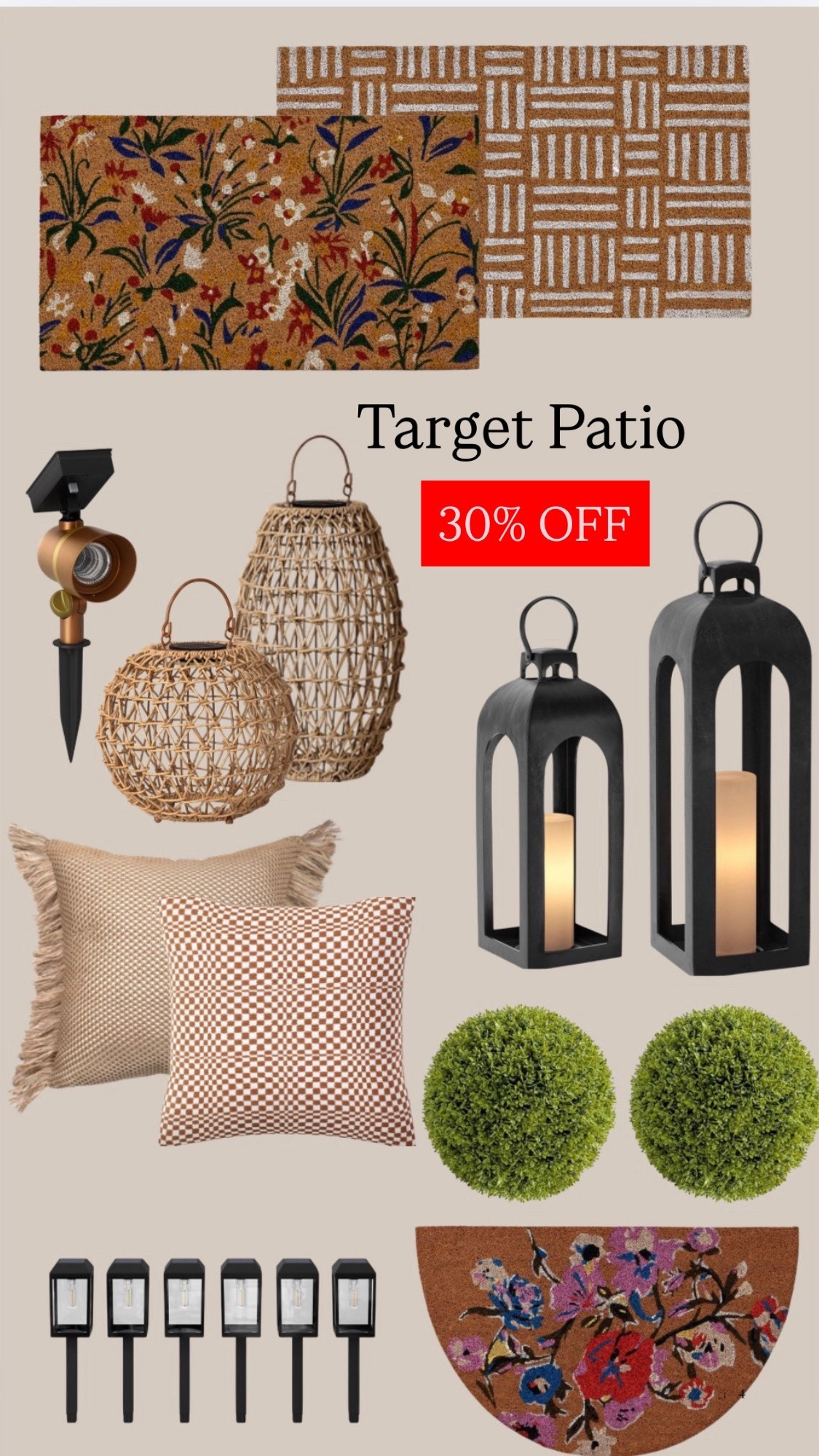 Target, target style, outdoor decor, pillows, lanterns, solar lights, mats, rugs, faux greens, faux boxwoods

#LTKSeasonal #LTKHome #LTKSaleAlert