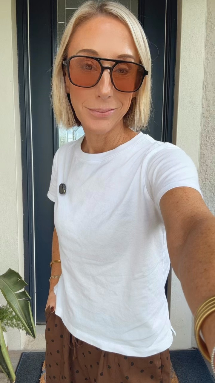 My bus stop ootd:
• polka dot barrel leg pants - size small.
• white cropped t-shirt - size XS. 
• sandals & sunglasses linked too.

#LTKSeasonal #LTKOver40 #LTKootd
