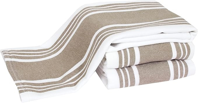 Dish Towels Dual Purpose Reversible, 100% Absorbent Cotton, Kitchen Towels Set of 3 Striped, 17" ... | Amazon (US)