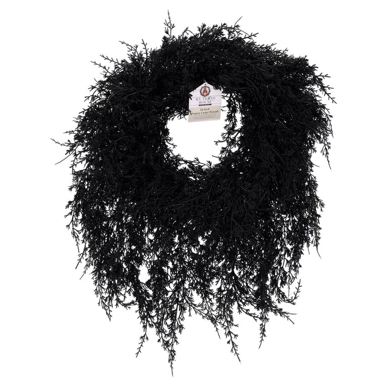 My Texas House Drapey Faux Cedar Wreath, Black, 24" | Walmart (US)