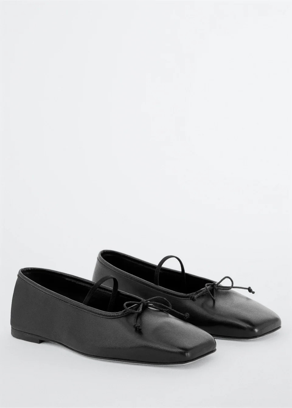 Square-toe leather ballerinas | MANGO (US)