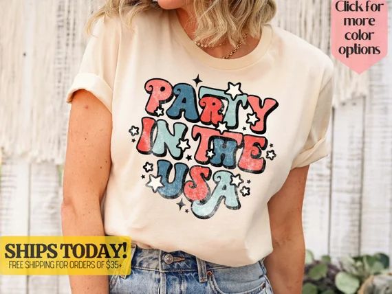 Retro Party in The USA Shirt, Party in The Usa T-Shirt, Usa Patriotic Tee, 4th of July Party TShi... | Etsy (US)