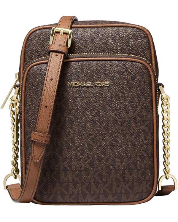 Michael Kors Jet Set Travel Signature PVC Medium Logo Chain Crossbody Flight Bag | Amazon (US)