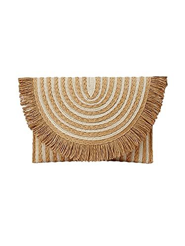 Verdusa Women's Fringe Straw Clutch Handbags Envelope Woven Summer Beach Bags | Amazon (US)