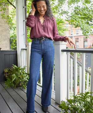 Organic Cotton Wide Leg Denim Pant | Faherty
