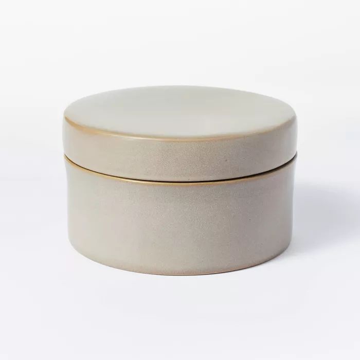 7" x 7" Round Carved Ceramic Box Gray - Threshold™ designed with Studio McGee | Target