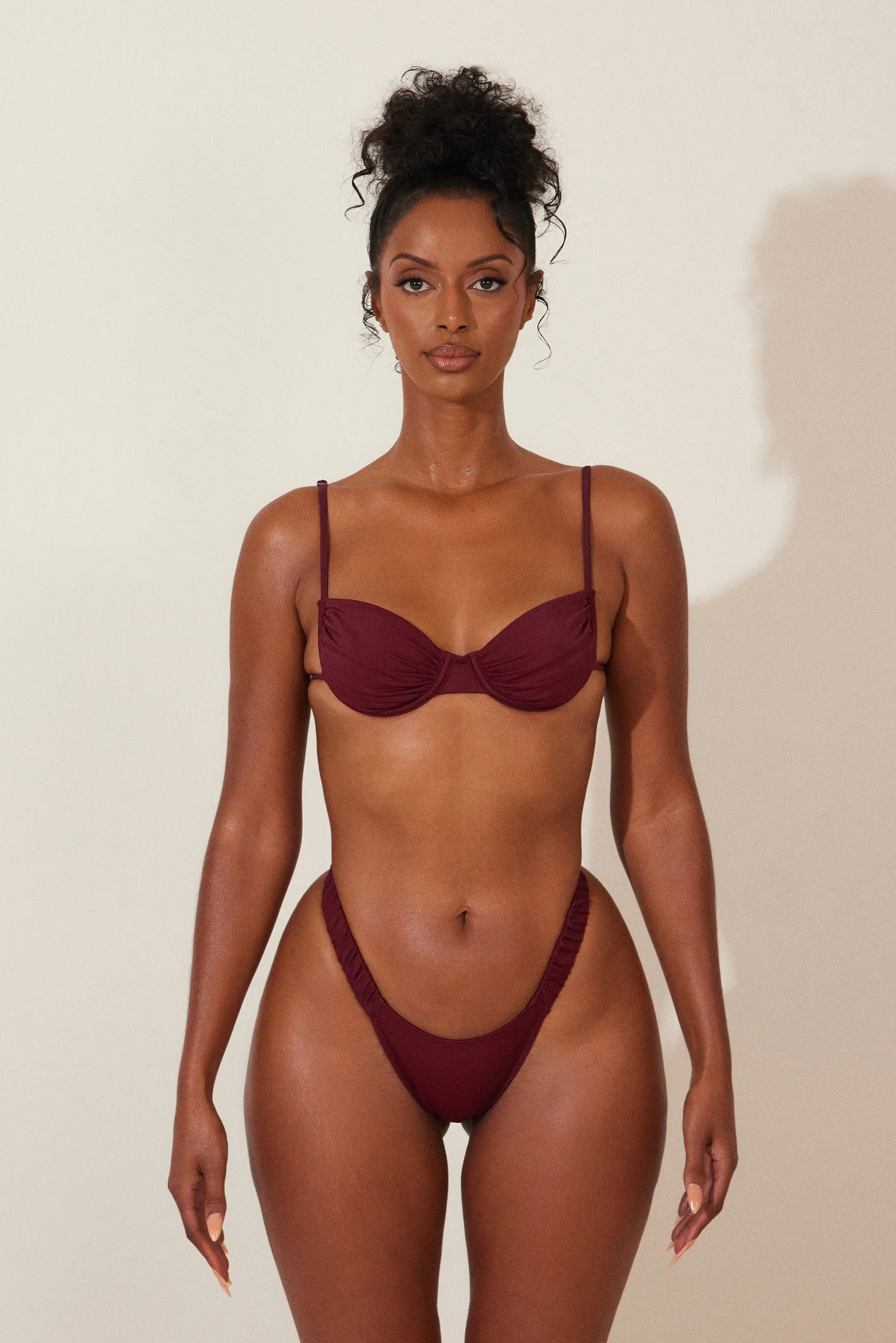 Ruched Cup Bikini in Wine | Mars The Label