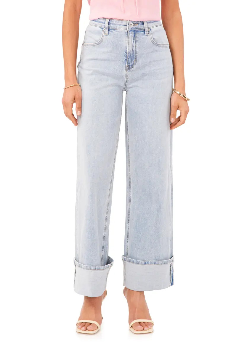 High Waist Cuffed Wide Leg Jeans | Nordstrom