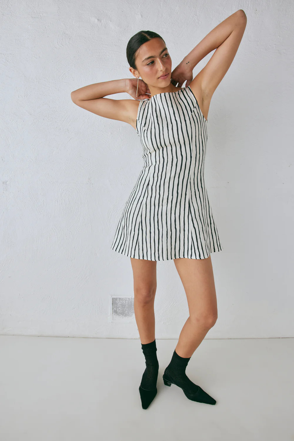 Chloe Linen Mini Dress Black | VRG Grl