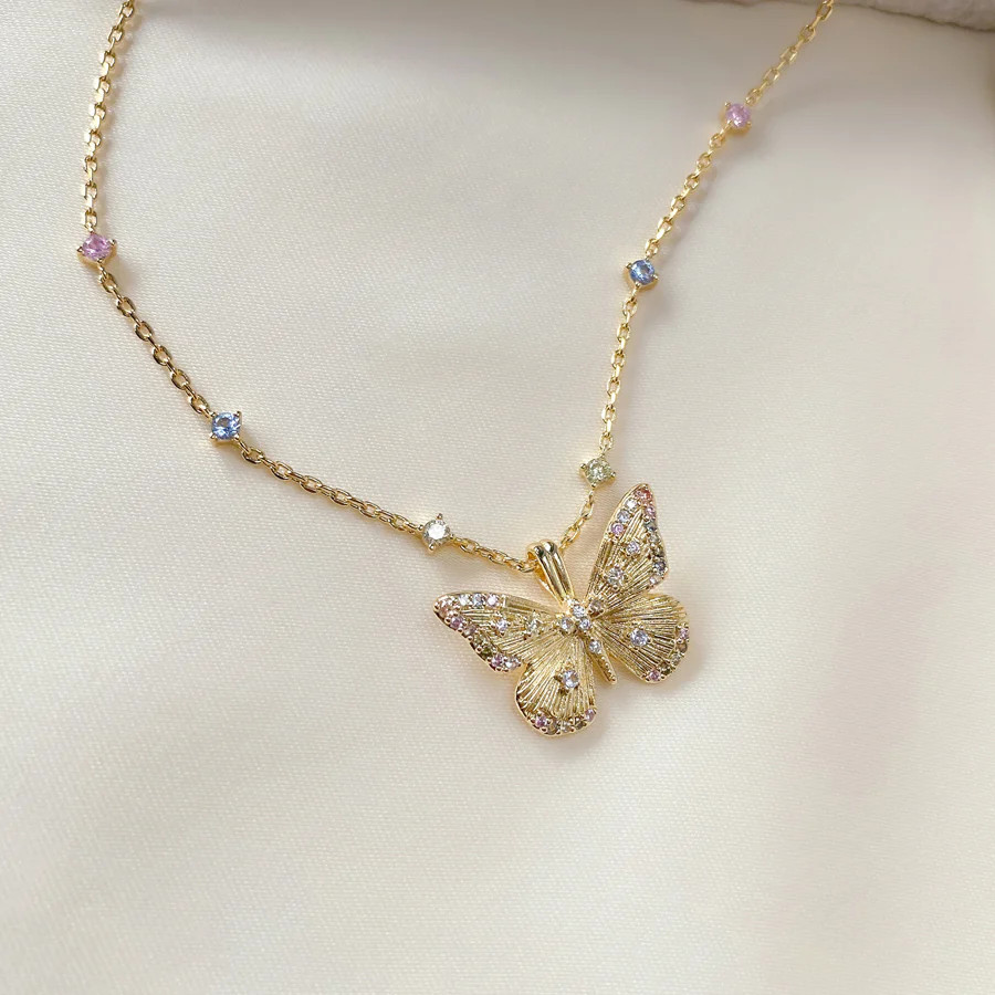 Butterfly Rainbow & Gold Necklace | Wanderlust + Co