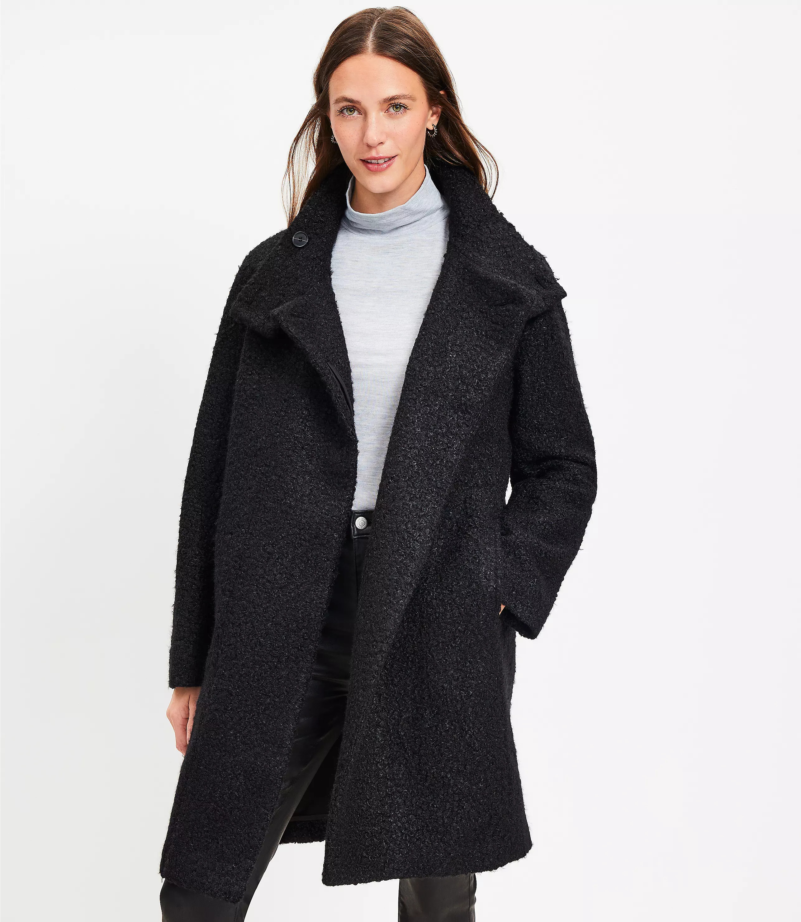 Curly Funnel Neck Coat | LOFT