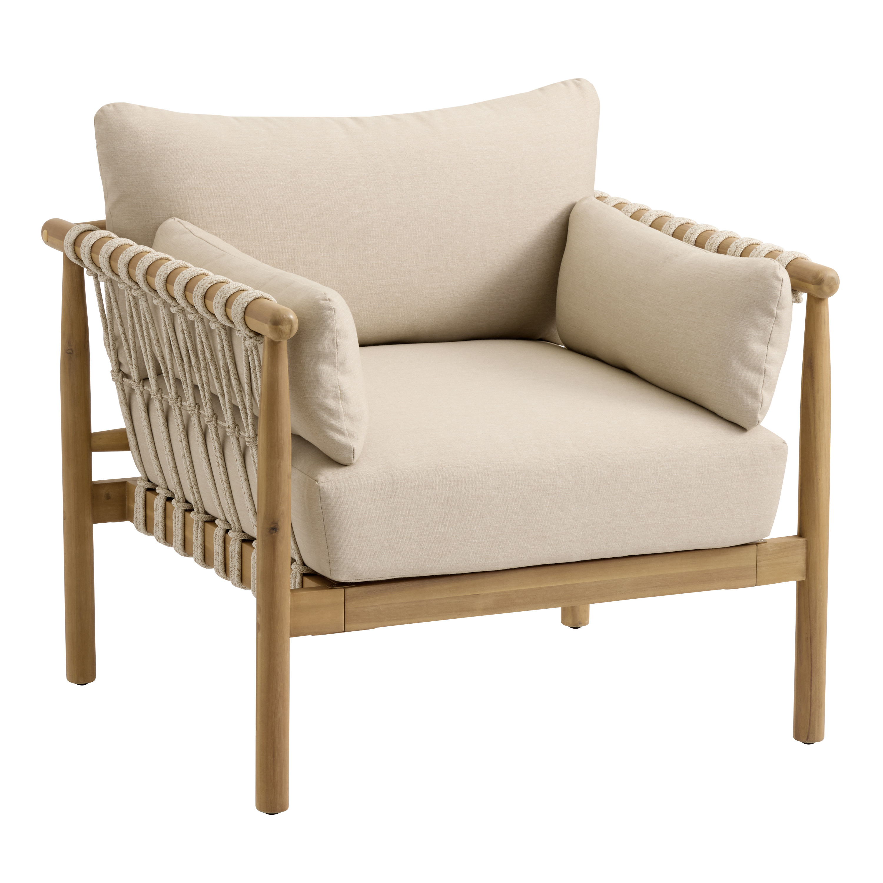 Luana Acacia Wood and Nautical Rope Outdoor Armchair | World Market