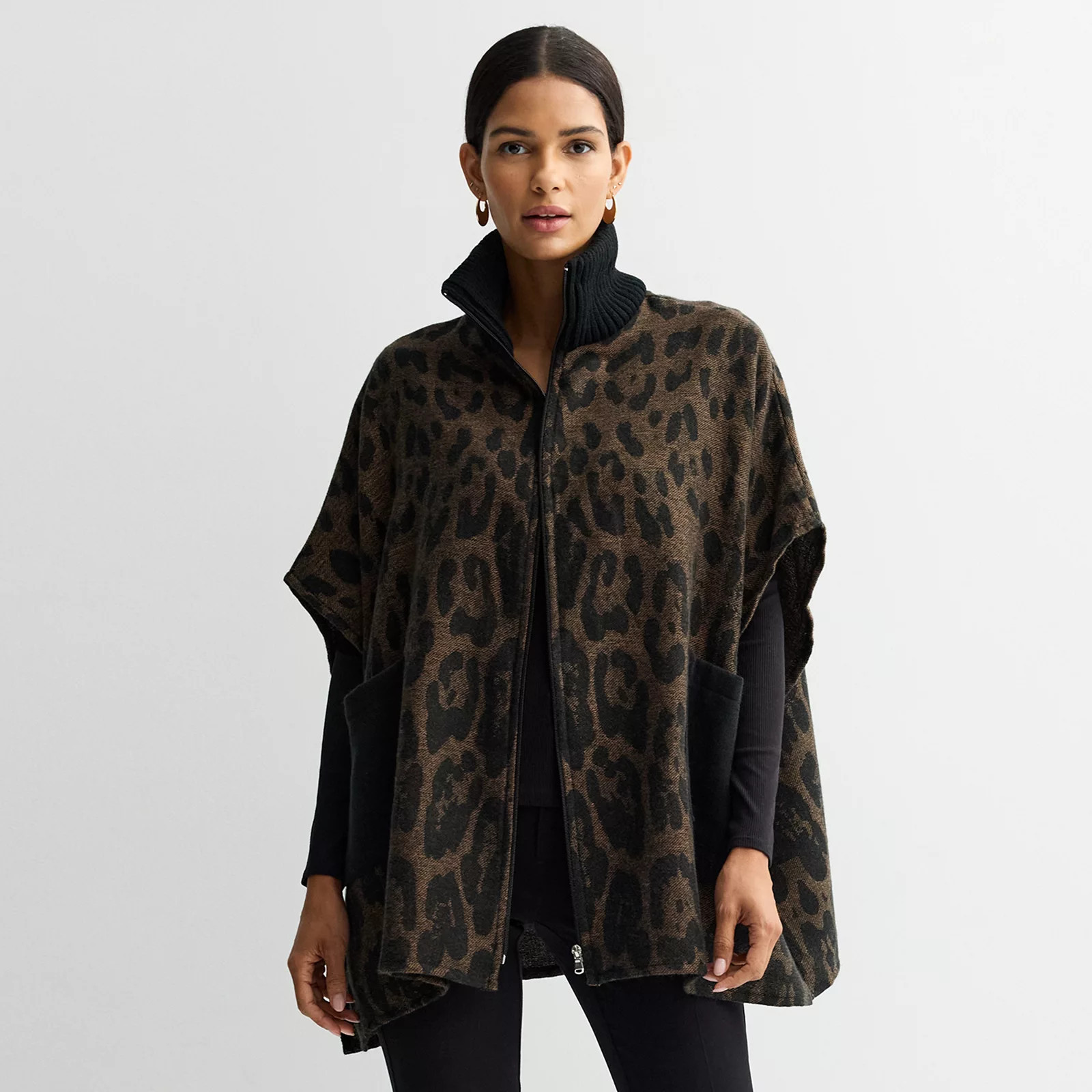 Women's Nine West Leopard Feather-Soft Zip Topper, Natural | Kohl's