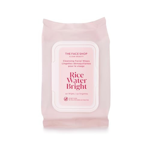 The Face Shop Rice Water Bright Makeup Remover Wipes for Face with Rice Extract, Brightening, Moisturizing, Infused with Cleansing Milk, Vegan Disposable Cleansing Facial Wipes, Korean Skin Care | Amazon (US)