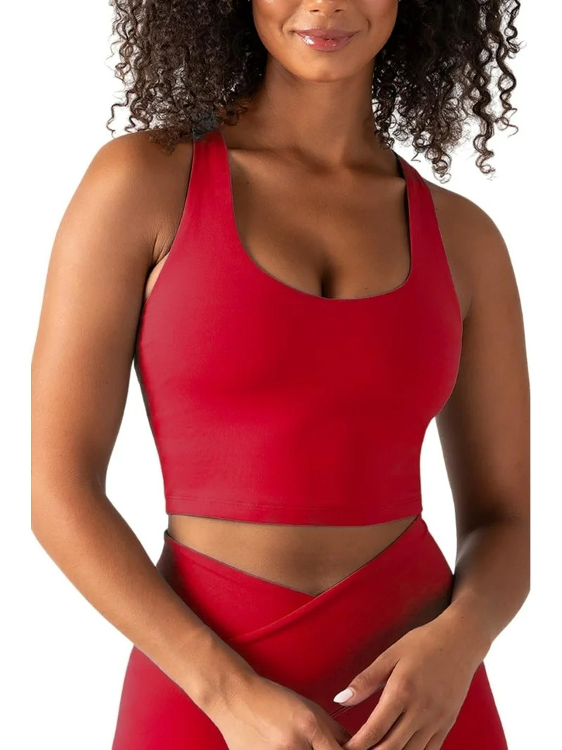 YITTY Active Women's UltraLuxe Built-in Bra Tank Top, Athleisure, 4-Way-Stretch, Heated Red, S | Walmart (US)