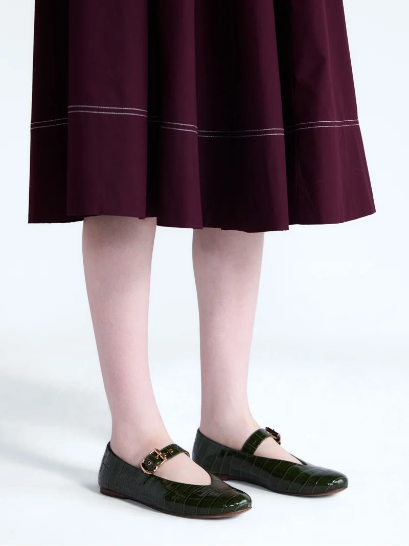 Free Assembly Women's Croco Mary Jane Flats | Walmart (US)