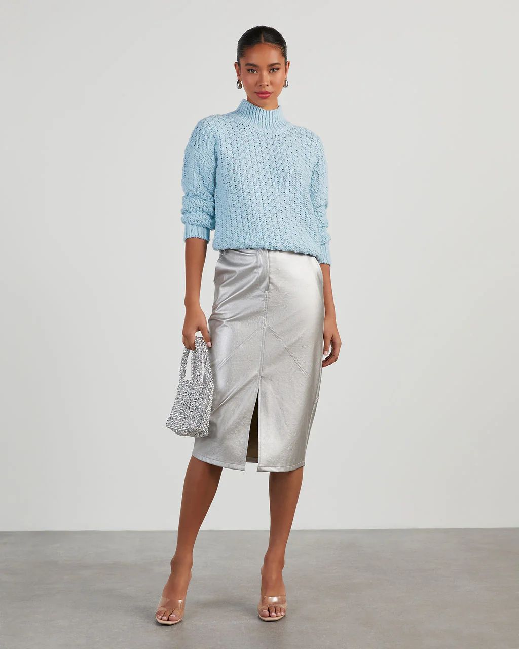 Kerri Textured Mock Neck Knit Sweater | VICI Collection