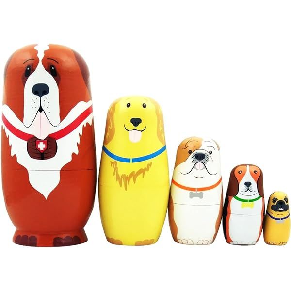 HYCLES Nesting Dolls Russian Matryoshka Wood Stacking Nested Dog Set for Kids Handmade Toys for C... | Amazon (US)