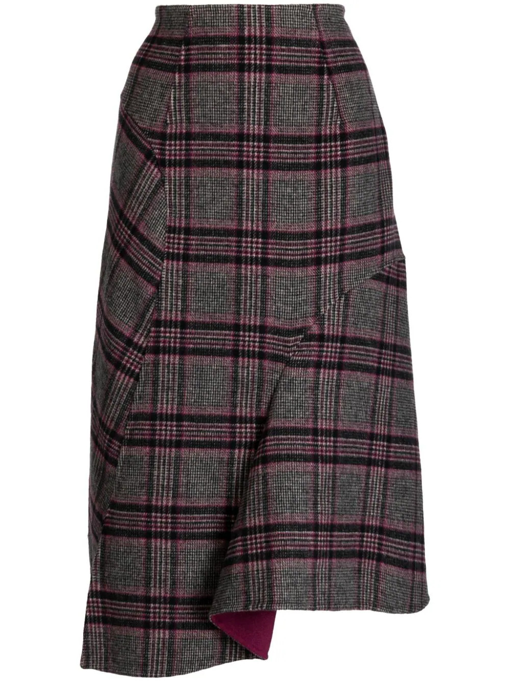 JNBY plaid-pattern asymmetric skirt - Multicolour | Farfetch Global