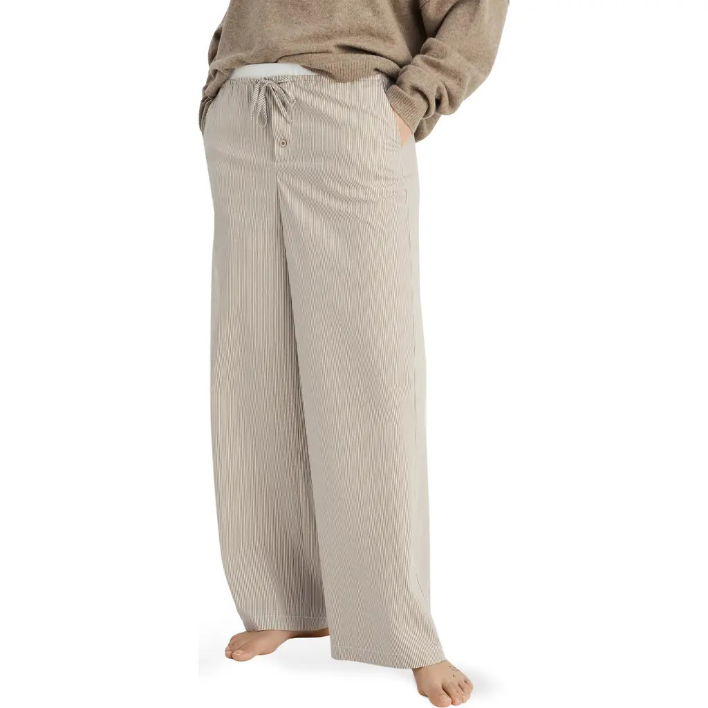 MANGO Stripe Pajama Pants in Medium Brown at Nordstrom, Size Small | Nordstrom
