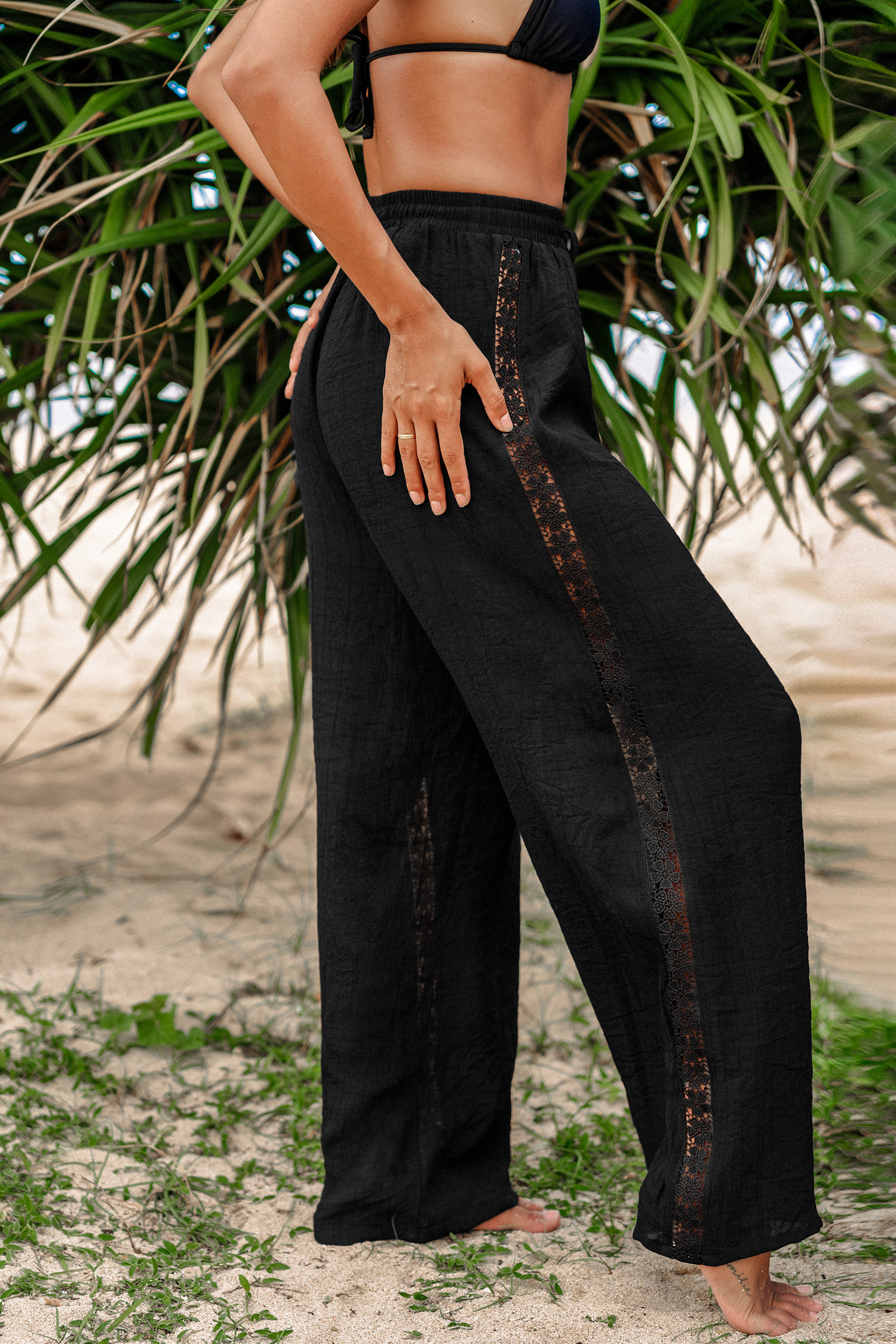 Black Loose Leg Cover-Up Pants | Cupshe US