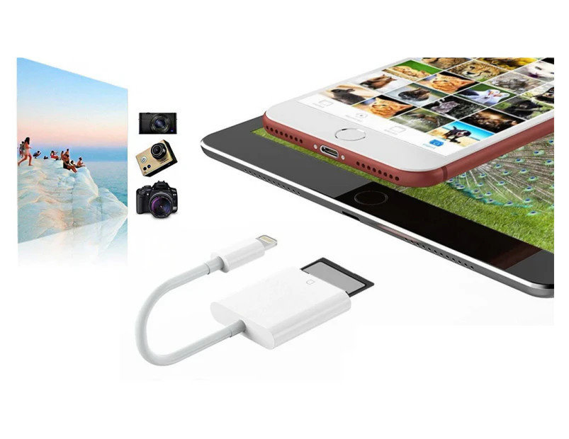 SD Card Reader Lightning Adapter for iPhone-White | Catch.com.au