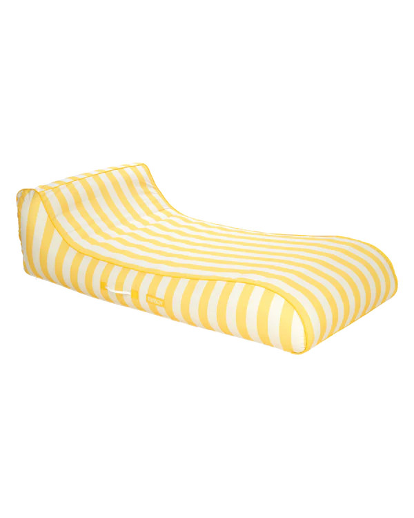 Yellow Striped Cabana Fabric Sunbed Lounger | FUNBOY