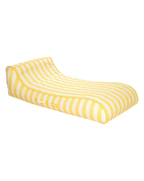 Yellow Striped Cabana Fabric Sunbed Lounger | FUNBOY