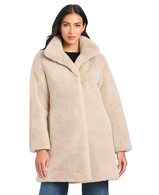 Jones New York Women's Collared Faux-Fur Coat, P/XS-XXL - Macy's | Macy's