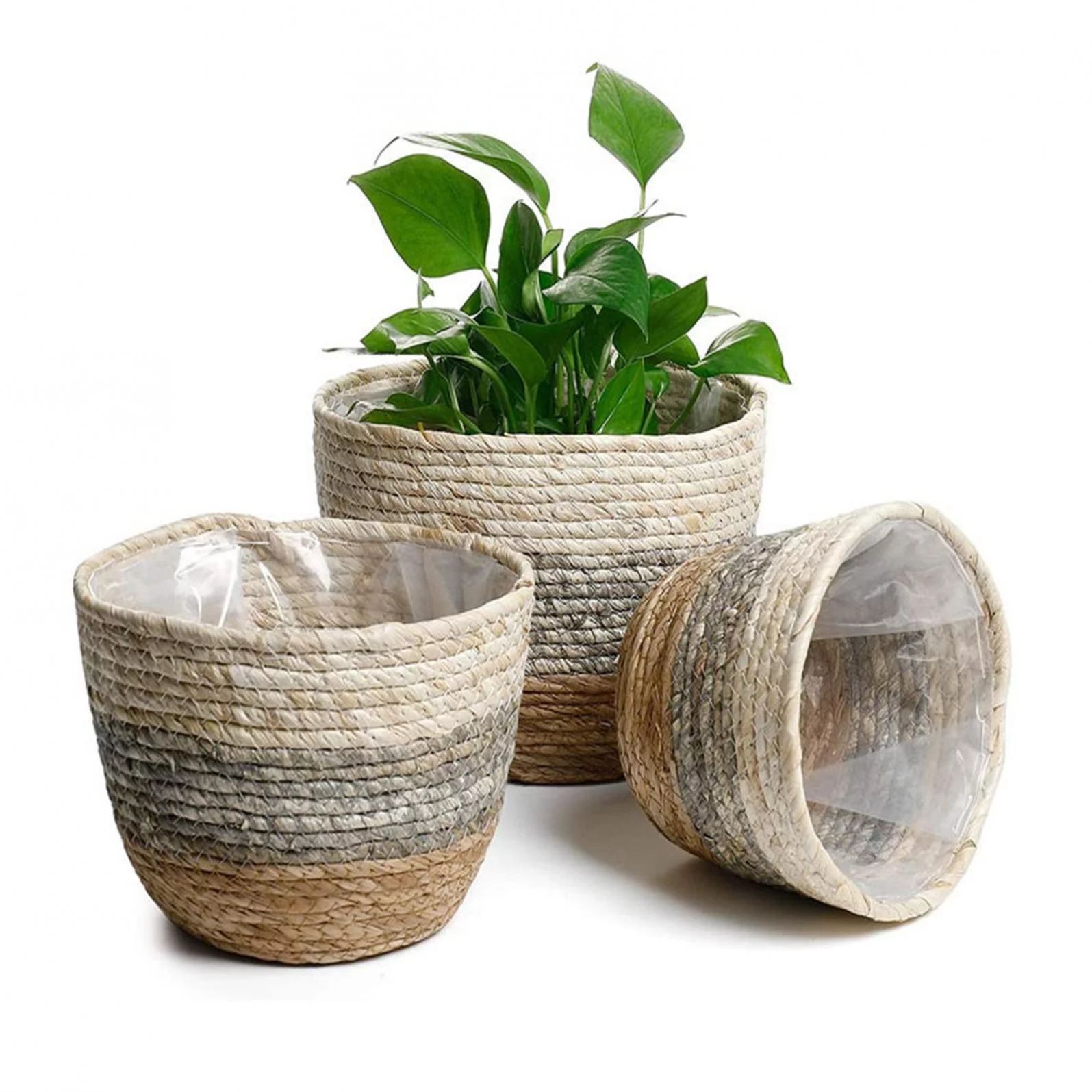 Jovati Seagrass Basket Planters, Flower Pots Cover Storage Basket Plant Containers Hand Woven Bas... | Walmart (US)