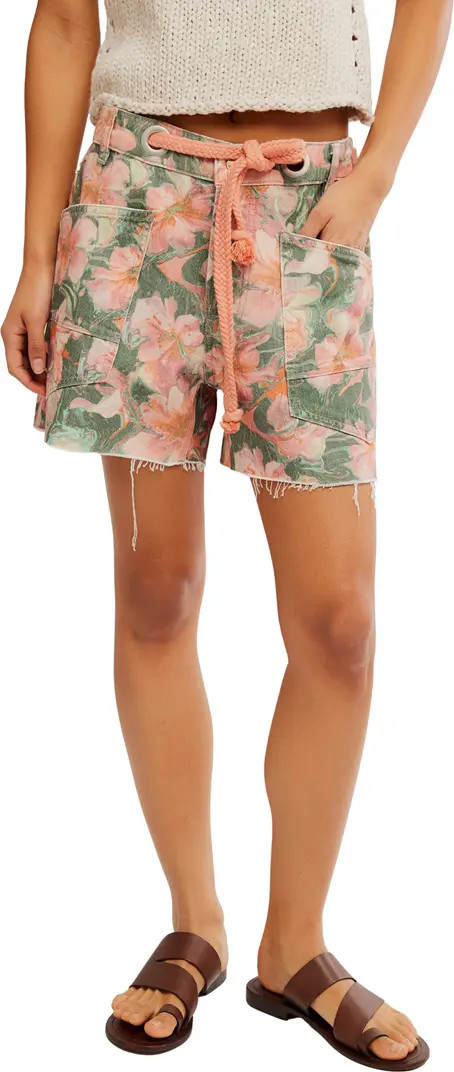 Moxie Floral Tie Waist Cotton Shorts | Nordstrom