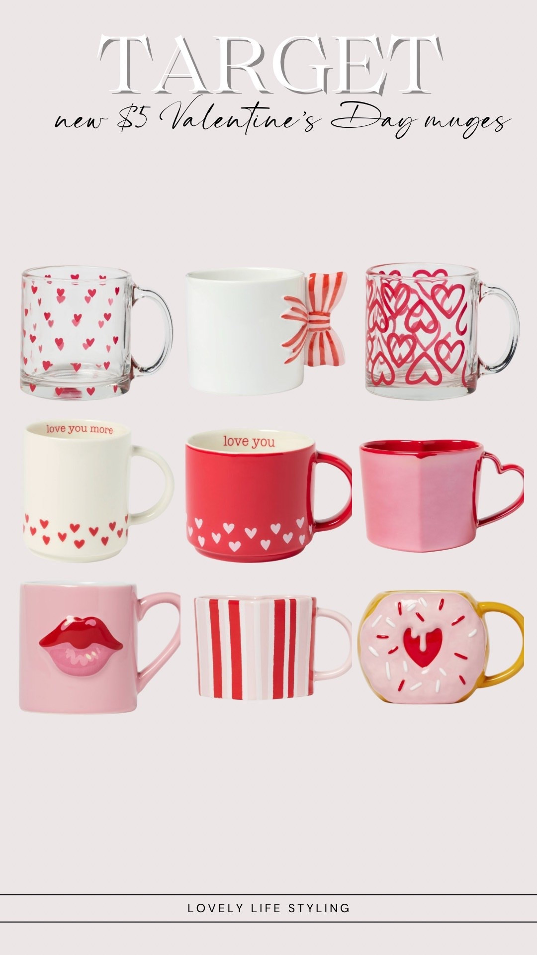 The cutest Valentine’s Day mugs from Target  😍☕️💕 only $5!! These would make great teacher or Galentine’s day gifts. 


#LTKSeasonal #LTKFindsUnder50 #LTKHome
