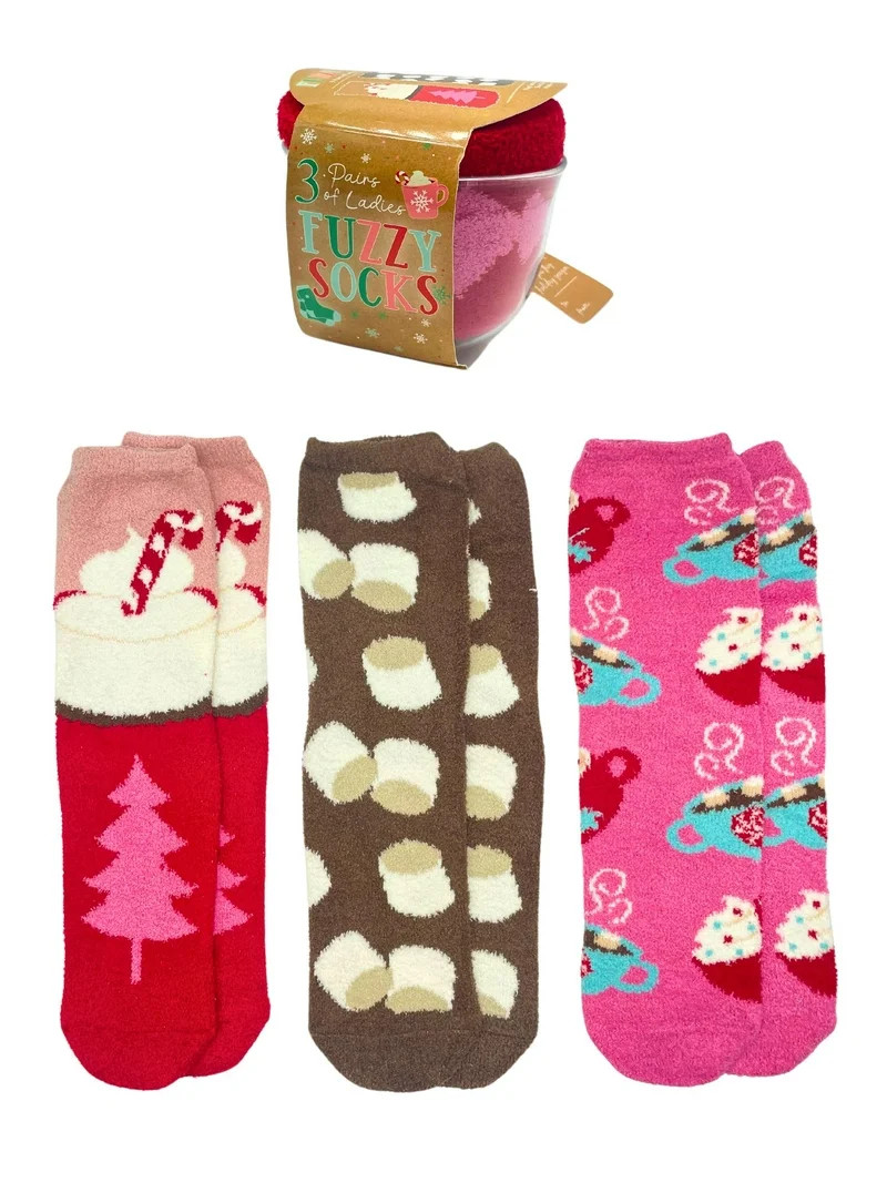 Women's Holiday Cozy Crew Socks with Mug, 3-Pack, Size 4-10 - Walmart.com | Walmart (US)