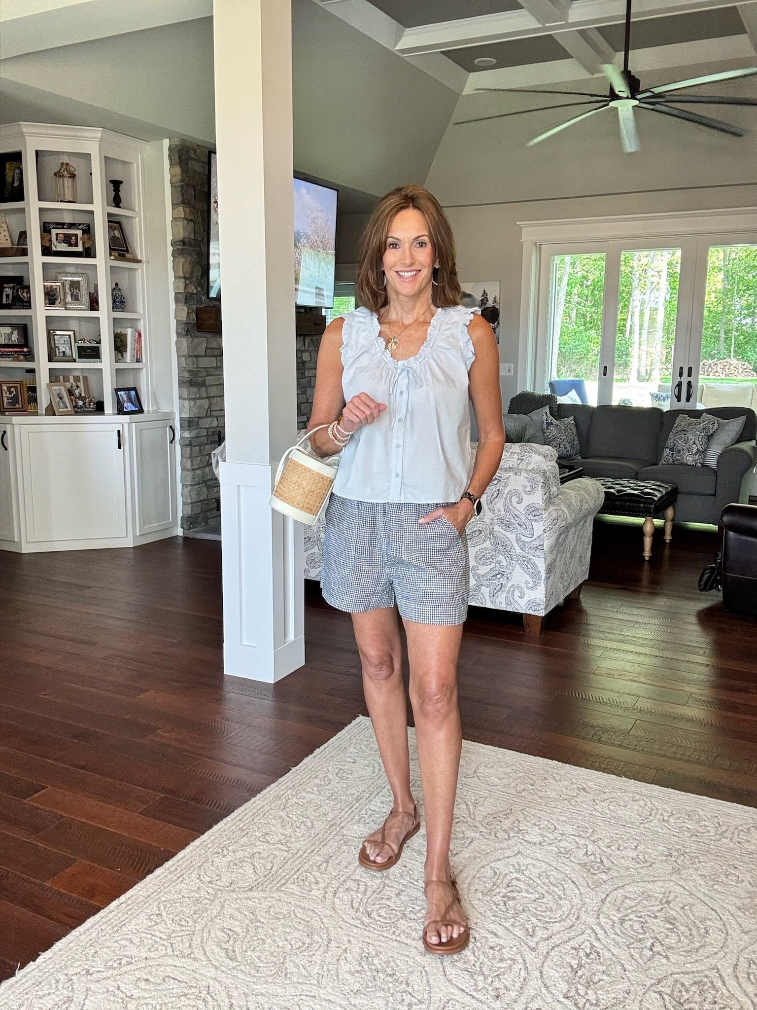 Cute feminine top / medium  (I believe the top sold out the day I posted this but keep checking)

Gingham shorts / medium 

Summer outfit, Vacation outfit, Linen styles, casual outfit, ageless style, over 60 fashion

#LTKootd #LTKSeasonal #LTKOver40